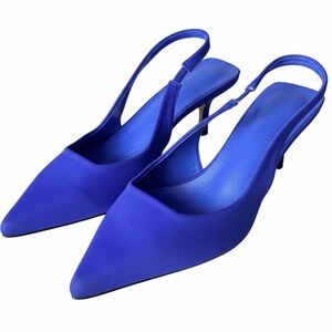Blue Pointed Toe Slingback Heels - Women NWT